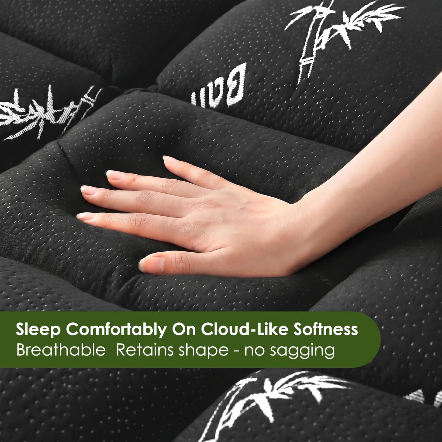 Cooling Bamboo Mattress Topper - Soft Pillow Top & Deep Pocket