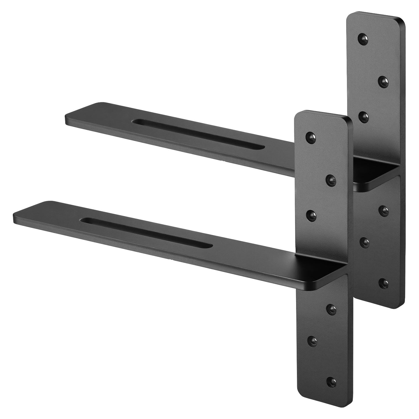 Heavy Duty Floating Shelf Brackets 16 Inch Black Concealed Wall Supports - 2 Pack