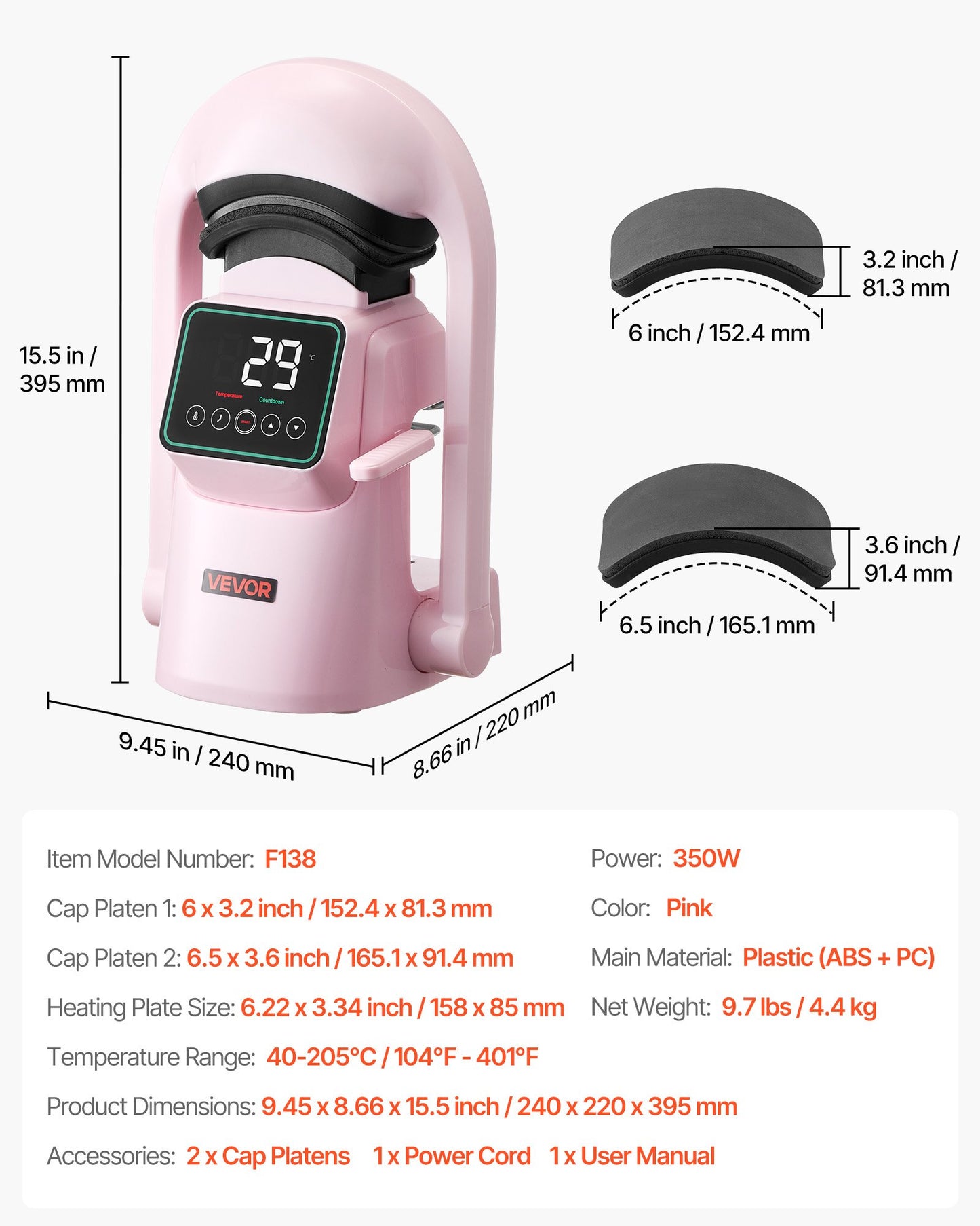 Automatic Hat Heat Press Machine for Caps and Hats with Interchangeable Platens