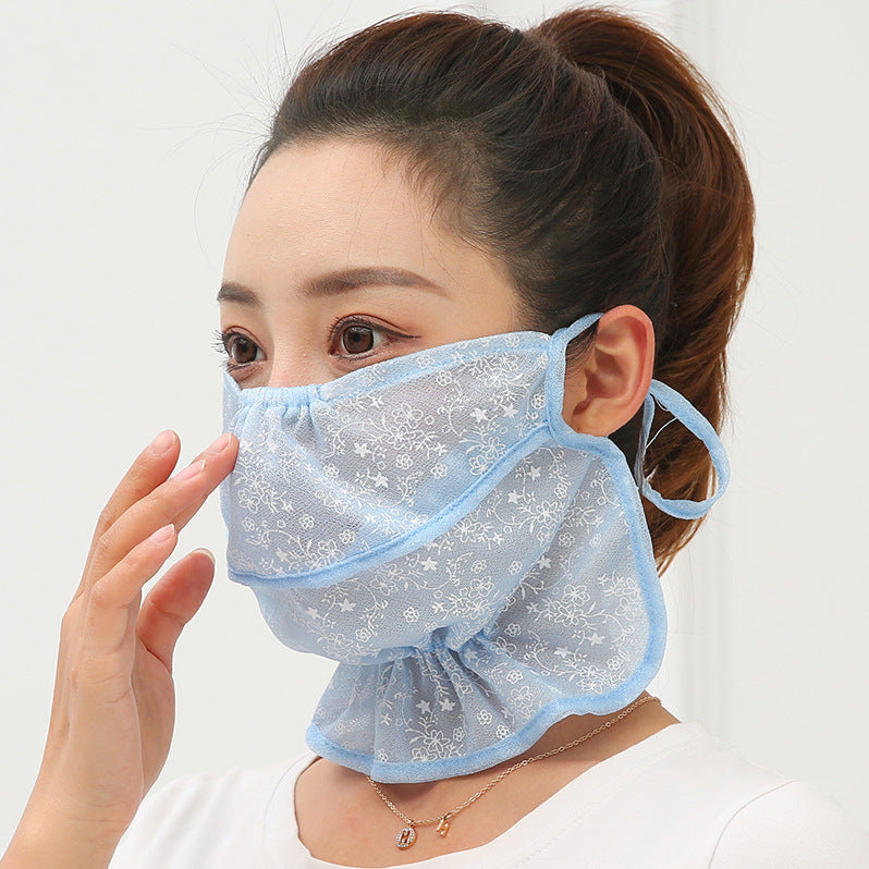 Outdoor Sun Protection Mask Breathable Ice Silk Neck Cover UV Dustproof Face Mask
