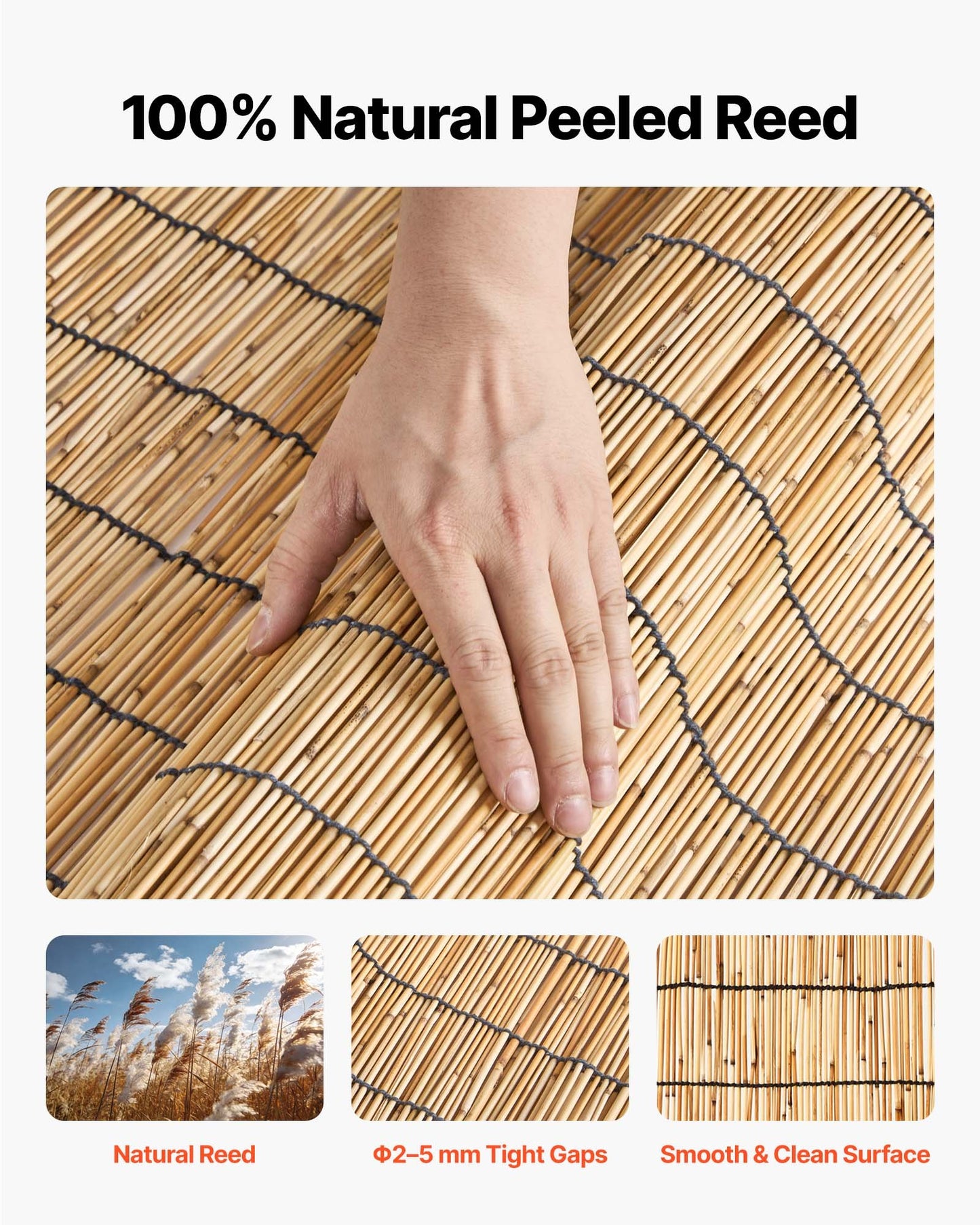 Natural Reed Fencing Roll 4ft x 16.4ft - Black Outdoor Privacy Screen, Garden Barrier, Decorative Panel - Pack of 2