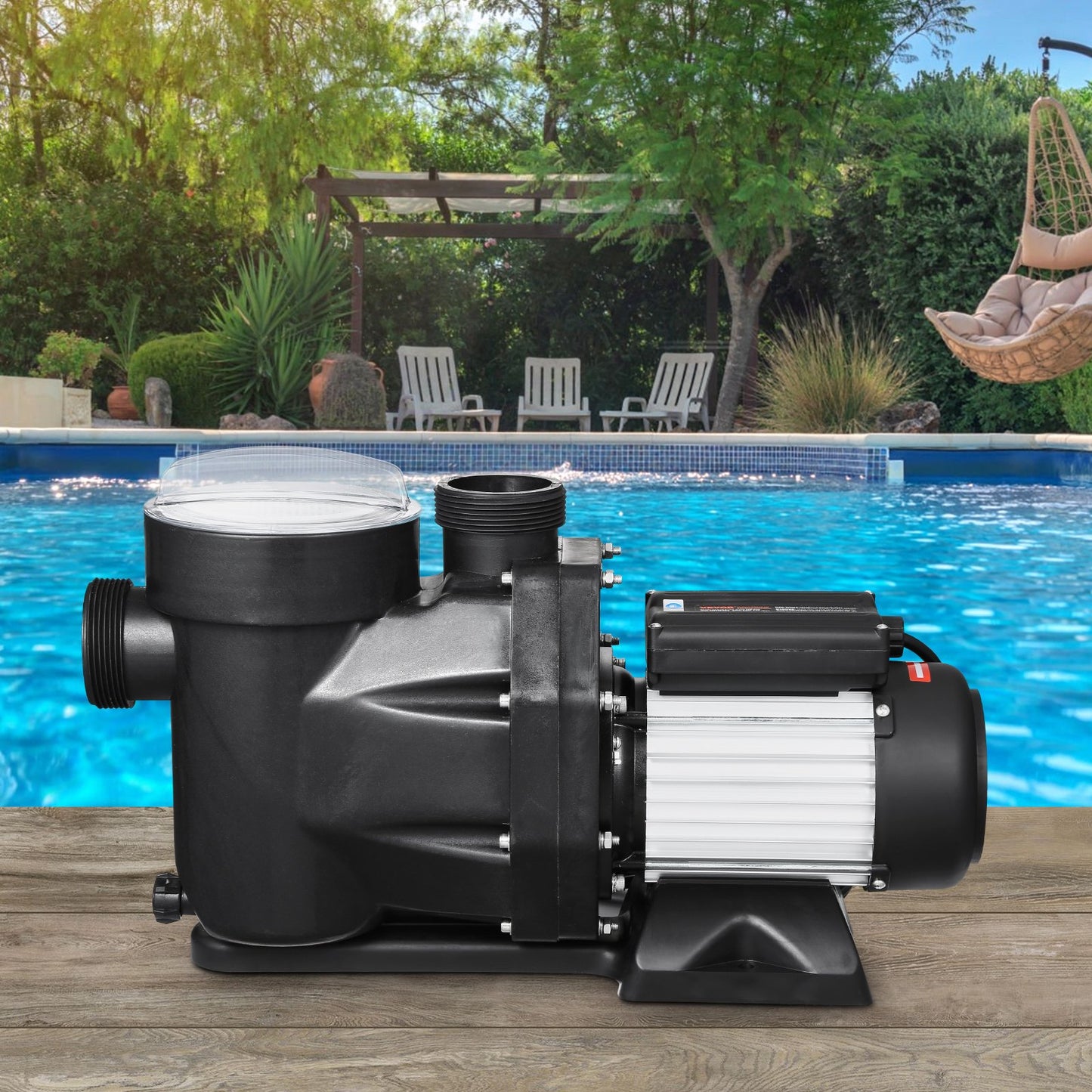 2 HP Above Ground Pool Pump - Single Speed 122 GPM 3450 RPM 220V Black