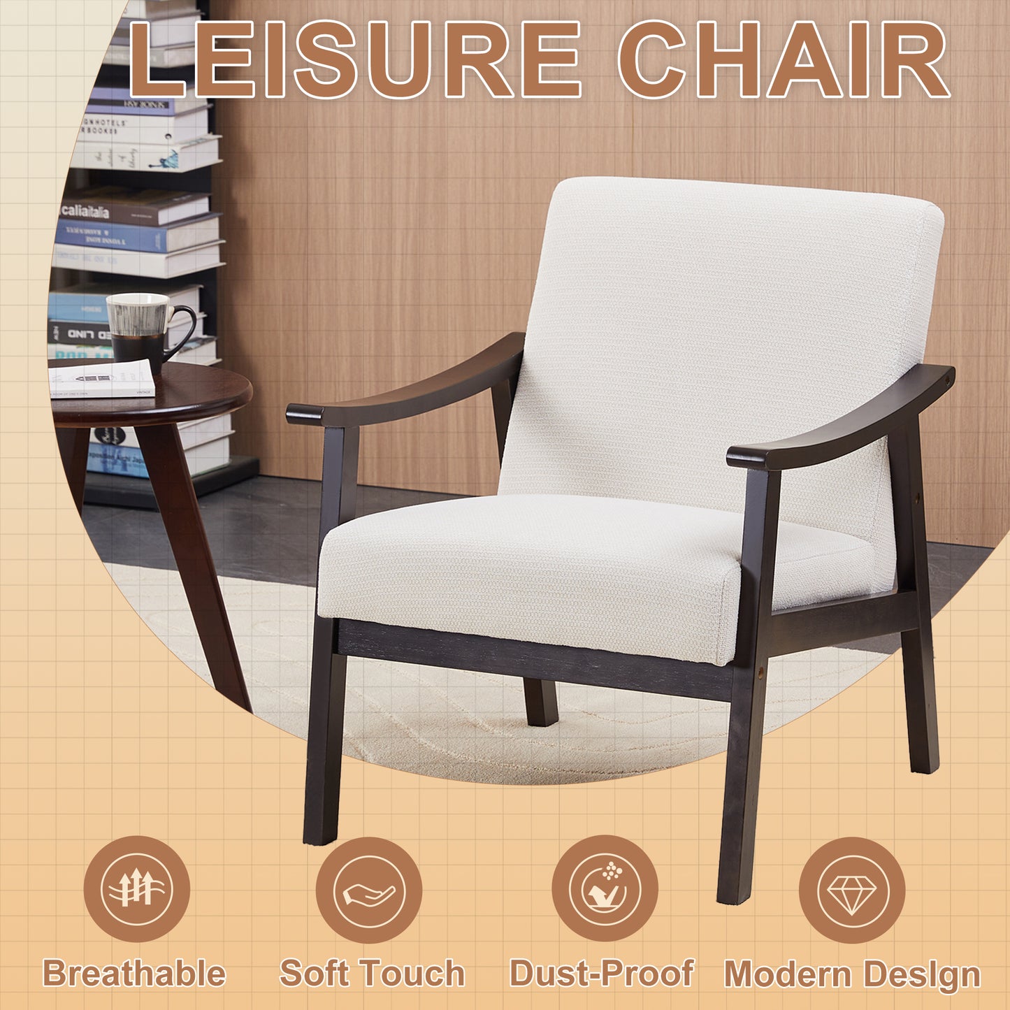Medieval-Inspired High Back Armchair - Ancient White Upholstered