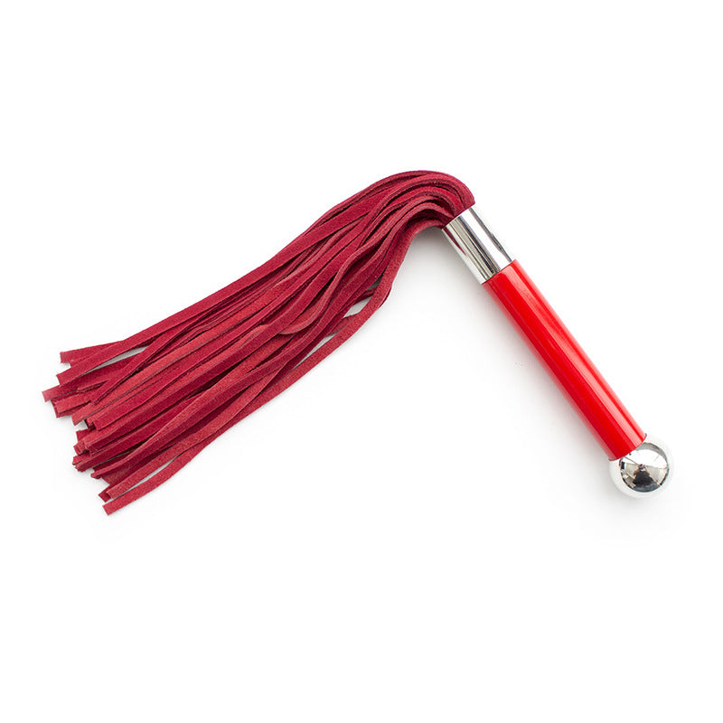 Leather Tassel Training Whip with Acrylic Handle – Black/Red/Pink/Purple