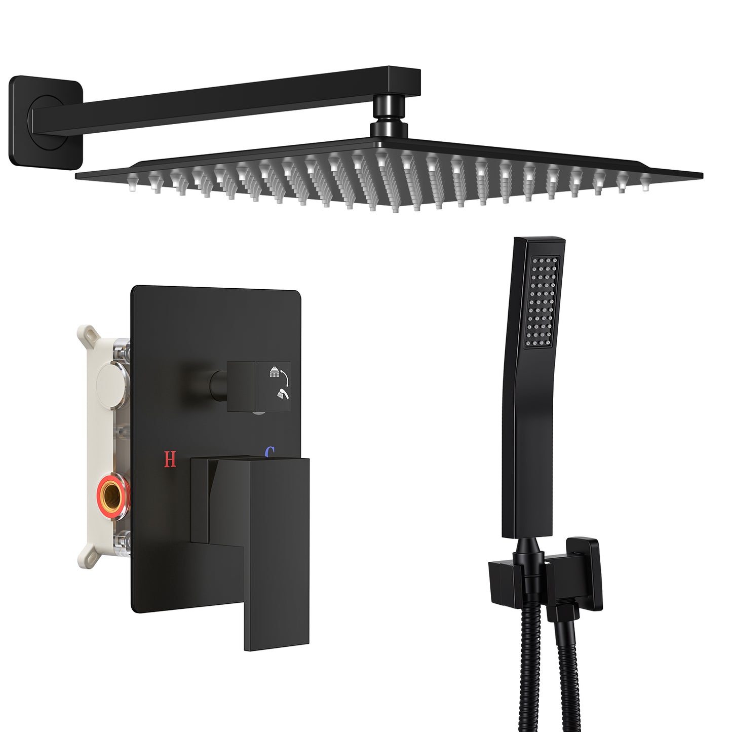 Wall-Mounted Shower Faucet Set - 10-Inch Overhead & Handheld Shower