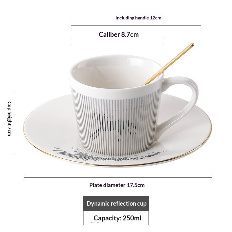 Dynamic Reflection Ceramic Coffee Cup - Elegant 240ml Home & Barware