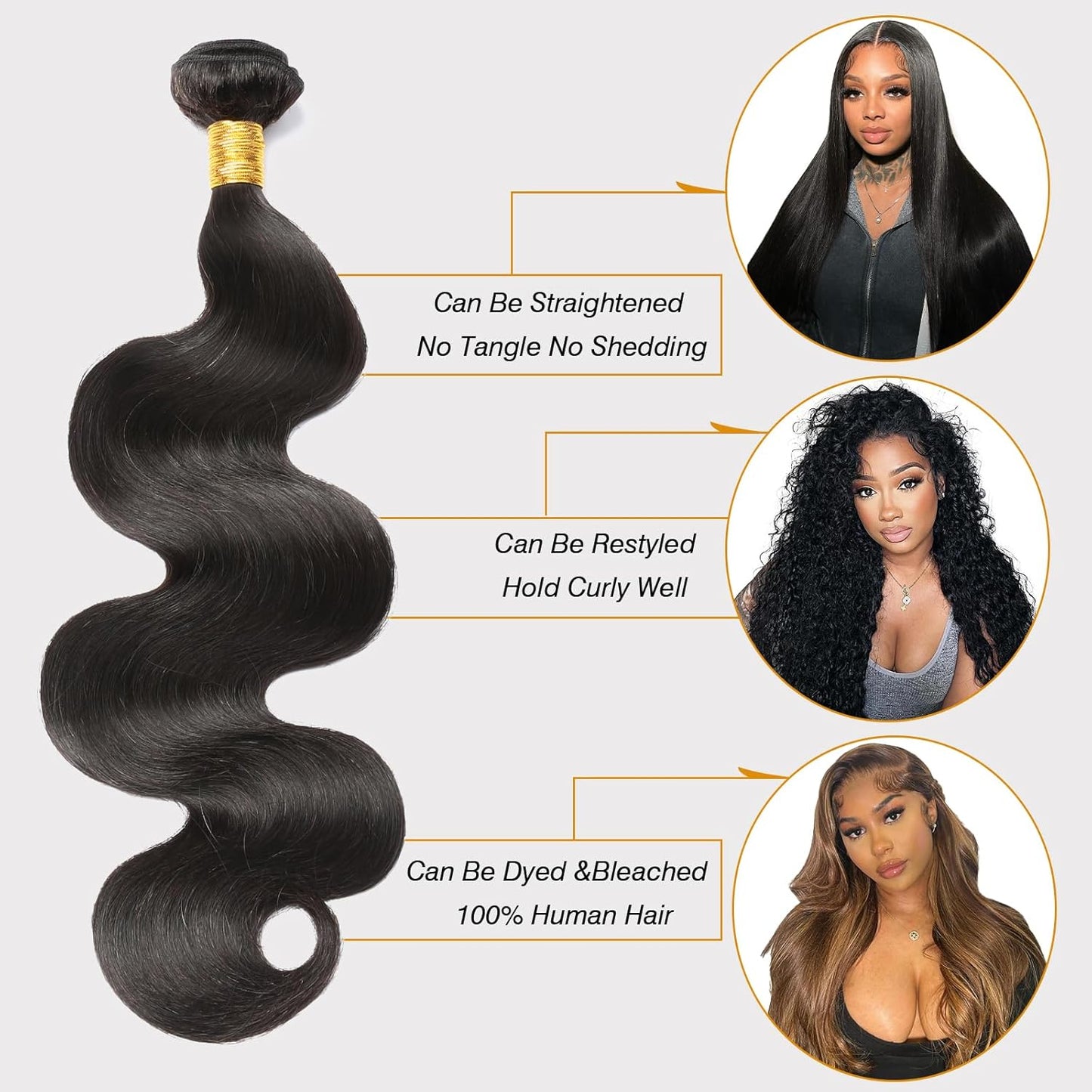 24-Inch Body Wave Human Hair Bundles - Virgin Remy Hair Weave