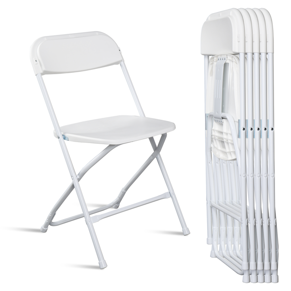 6-Pack White Plastic Folding Chairs - Sturdy & Lightweight