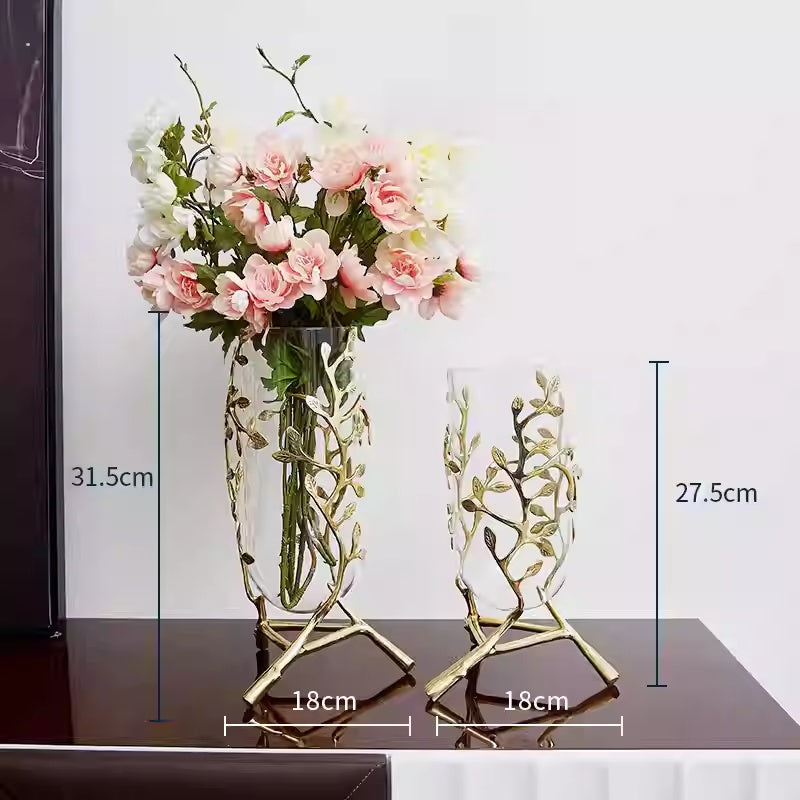 Brass and Glass Living Room TV Cabinet Vase Home Decor