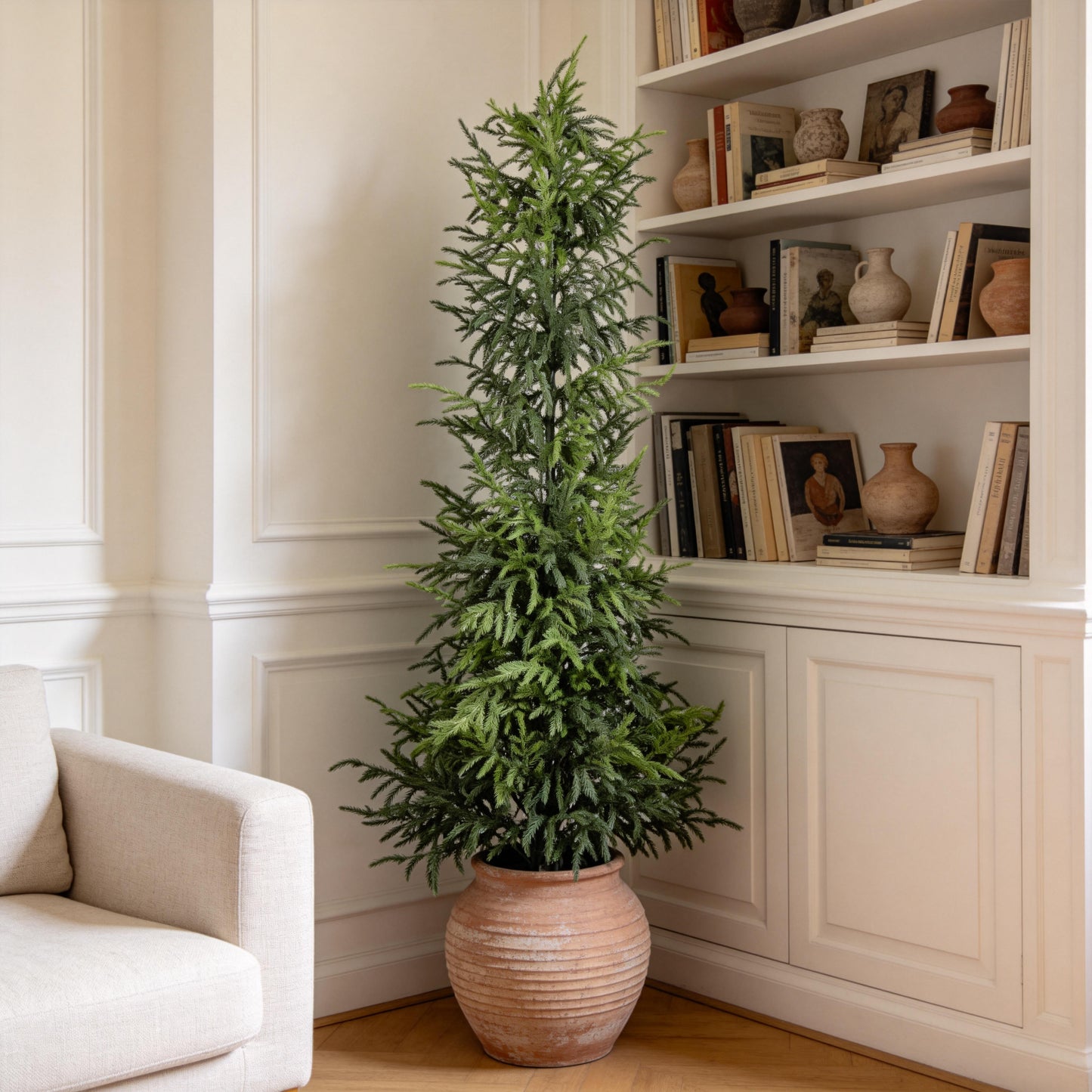 5' Real Touch Artificial Pine Tree in Black Pot - Green Leaves