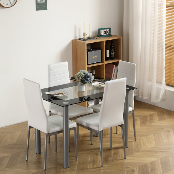 110cm Tempered Glass Dining Table with Stainless Steel Frame
