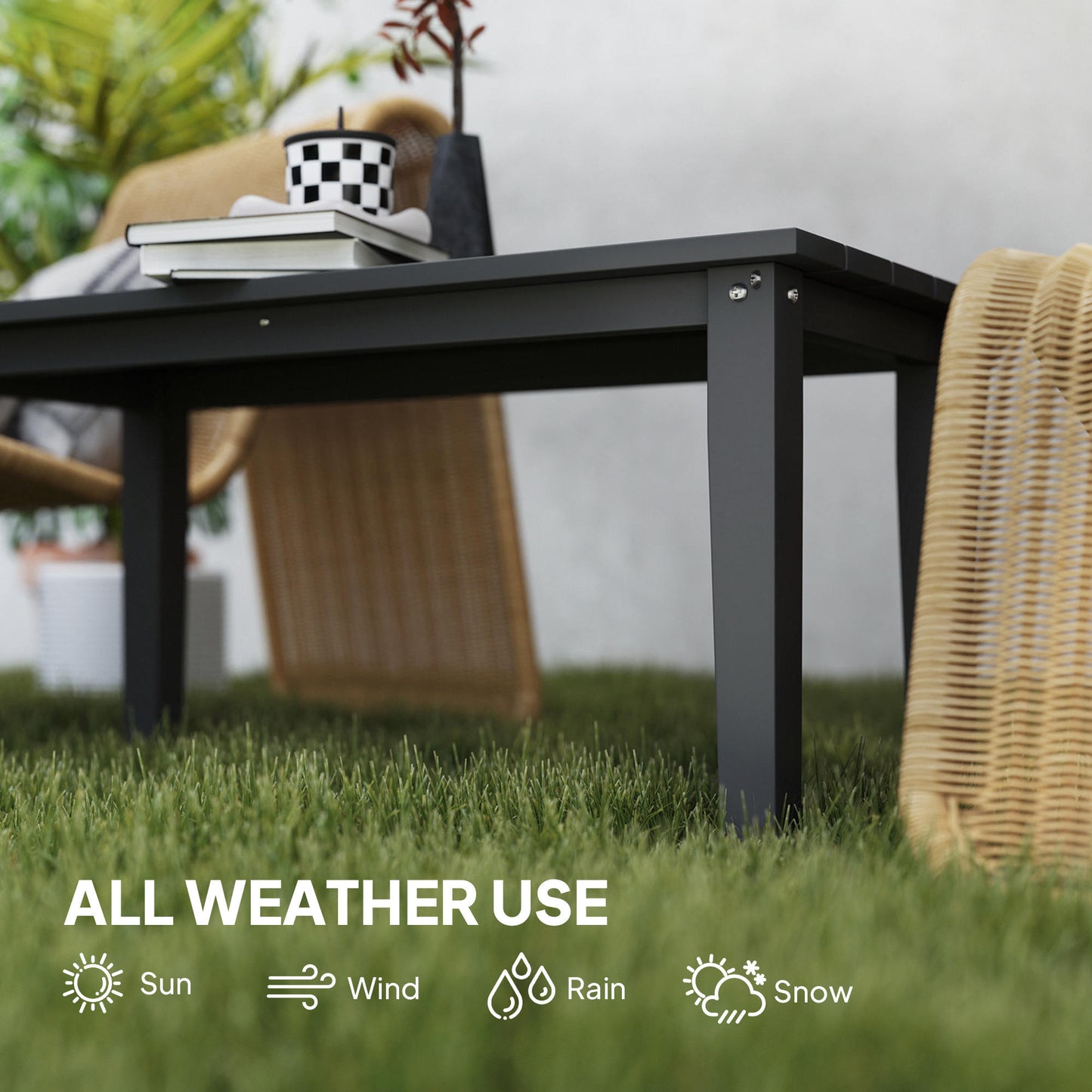 All-Weather Rectangle Outdoor Coffee Table - Black