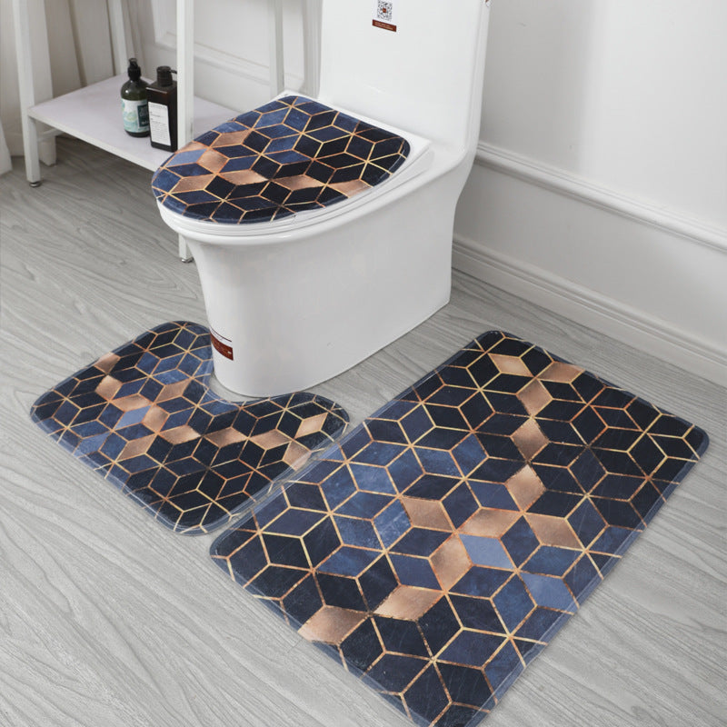 Underwater World 3D Printed Toilet Floor Mat Set - Bathroom Decor & Non-Slip Rug
