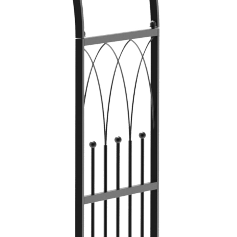 Outdoor Metal Trellis Arbor with Garden Bench for Climbing Plants, Black, 484 lbs Capacity