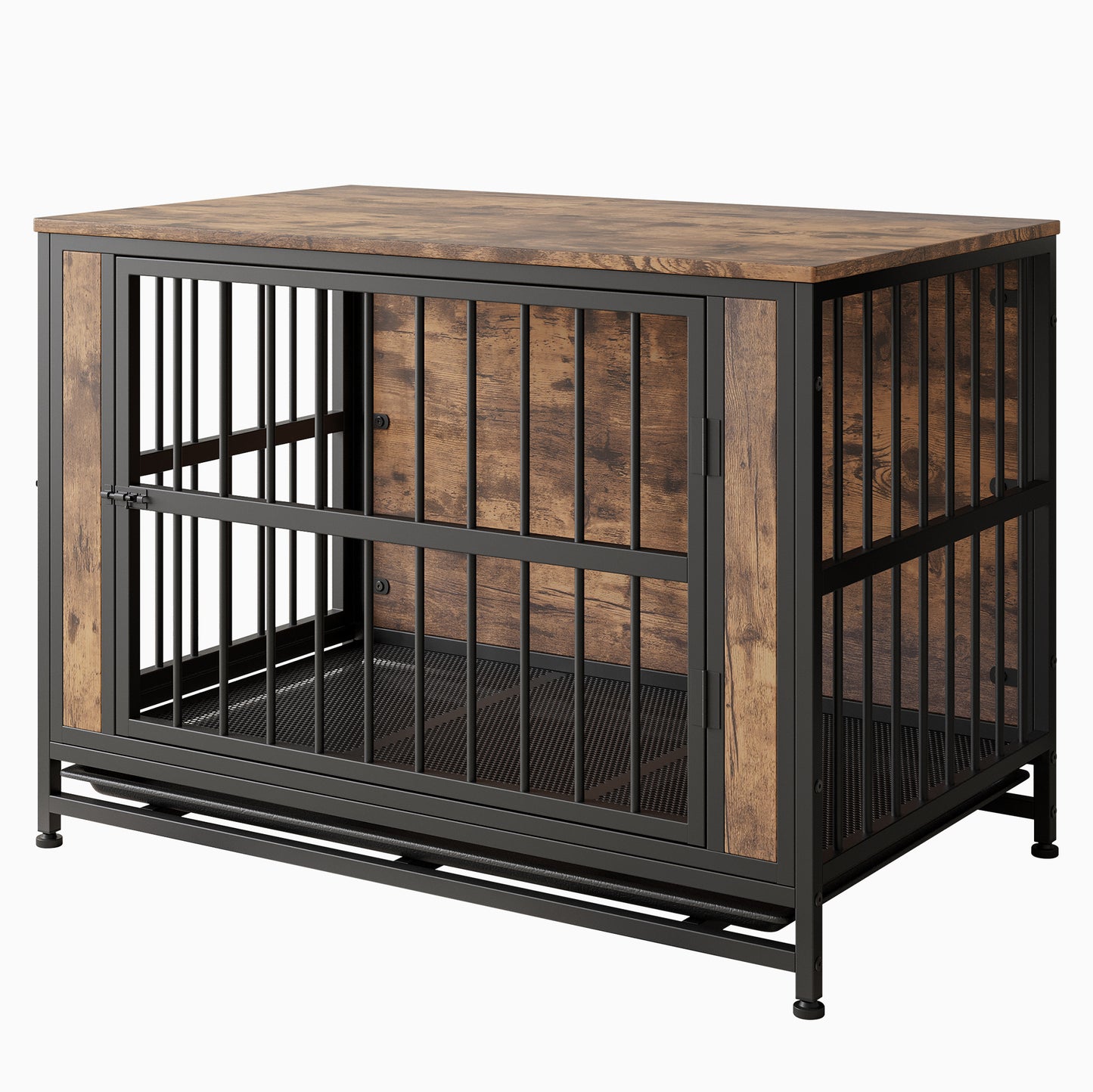 Wooden Dog Crate Table with Sliding Doors - Large Dog Kennel