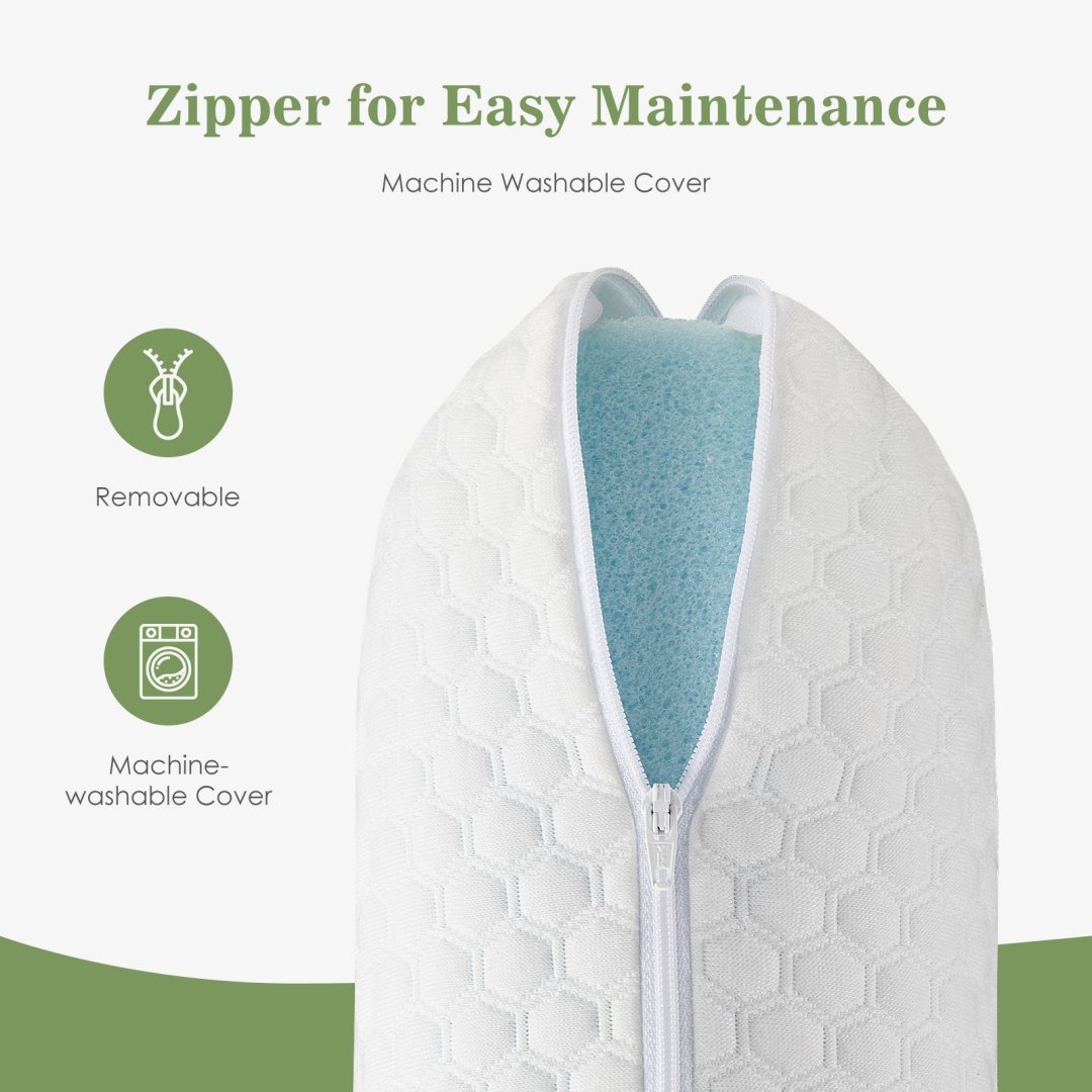 Ergonomic Memory Foam Pillow with Washable Pillowcase - 2 Pack