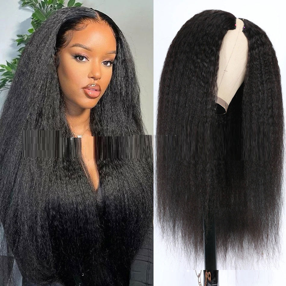 Human Hair Wigs - Yaki Straight Lace-Free Mechanism Wig for Women