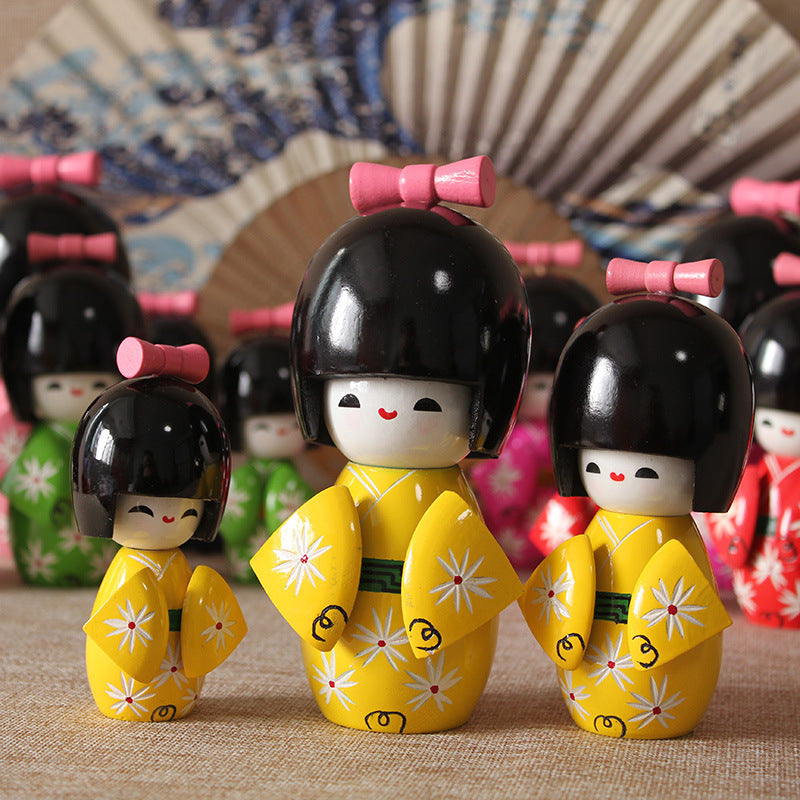 Japanese-Style Kimono Doll for Sushi Restaurant Decor - Handmade Wooden Figurine