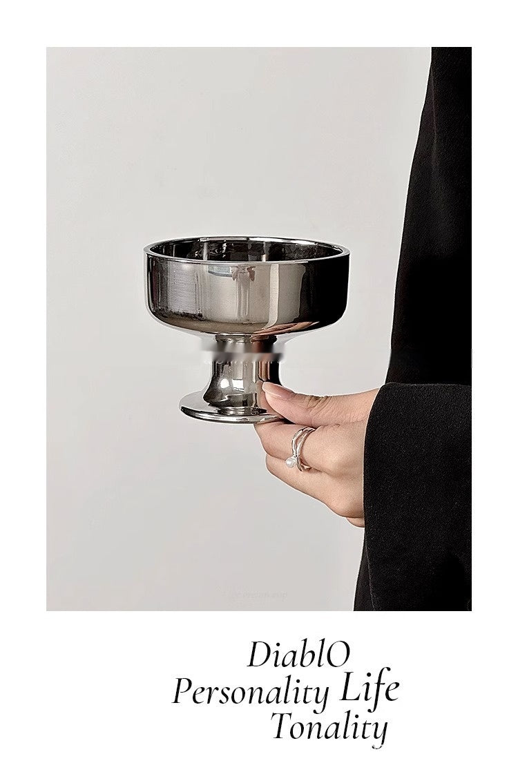 200ml Glass Pudding Ice Cream Cup – Silver, Korean Style, Food & Drinkware