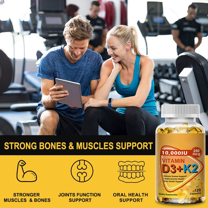 Vitamin D3 K2 Soft Capsules - Immune Support for Adults, 60 or 120 Pcs