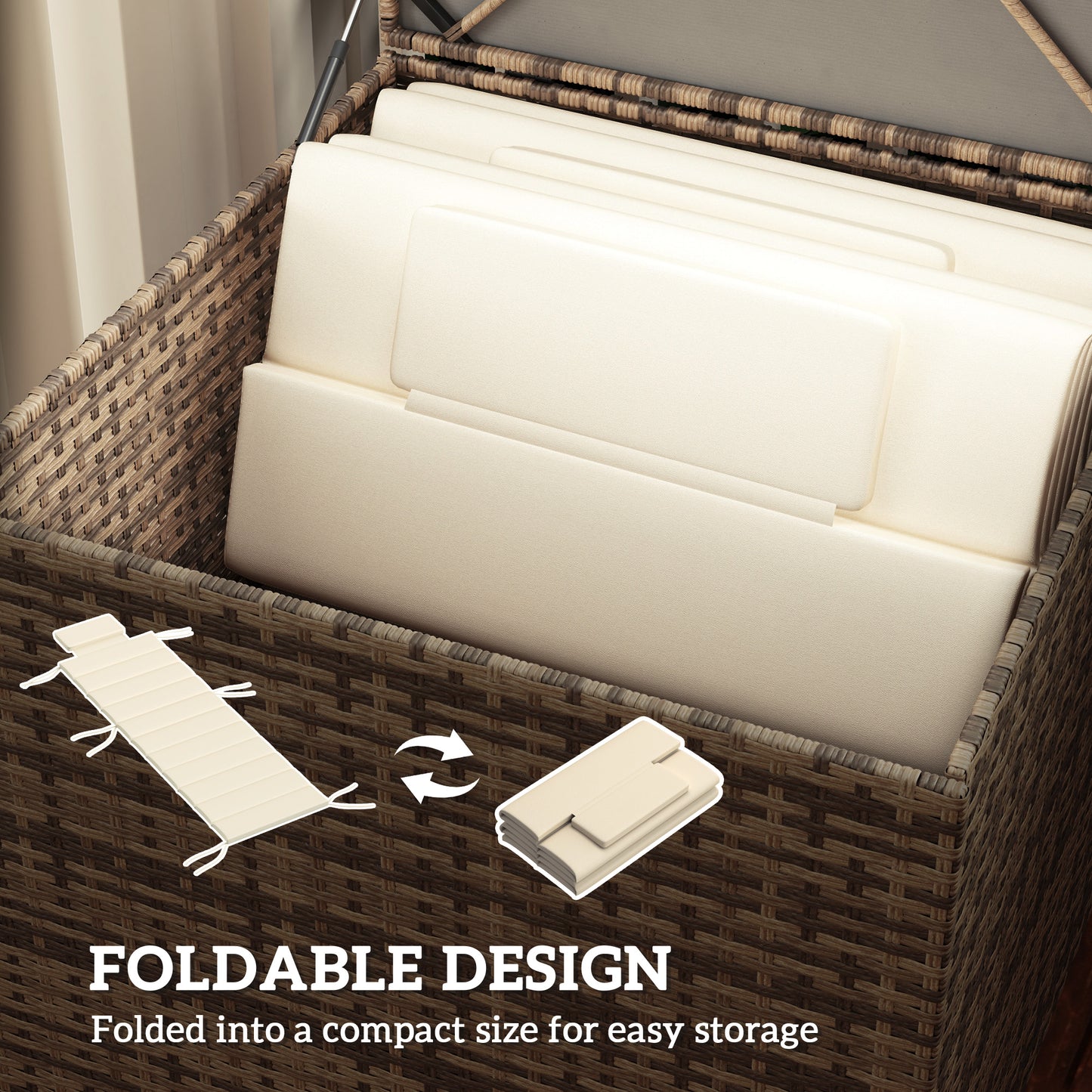 Outdoor Lounge Chair Cushion Set - Foldable, UPF50+, 80" x 26" Cream White