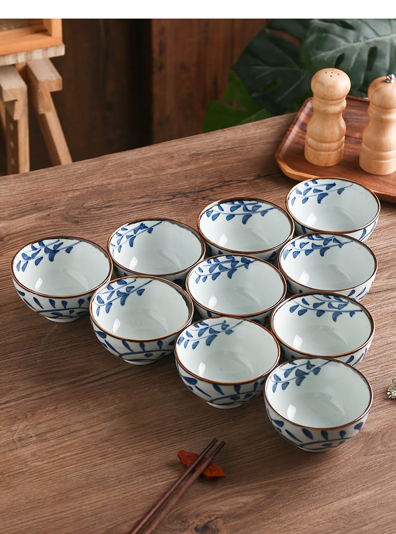 Chinese Style Ceramic Hook Rattan Tableware Set for Kitchen Dining