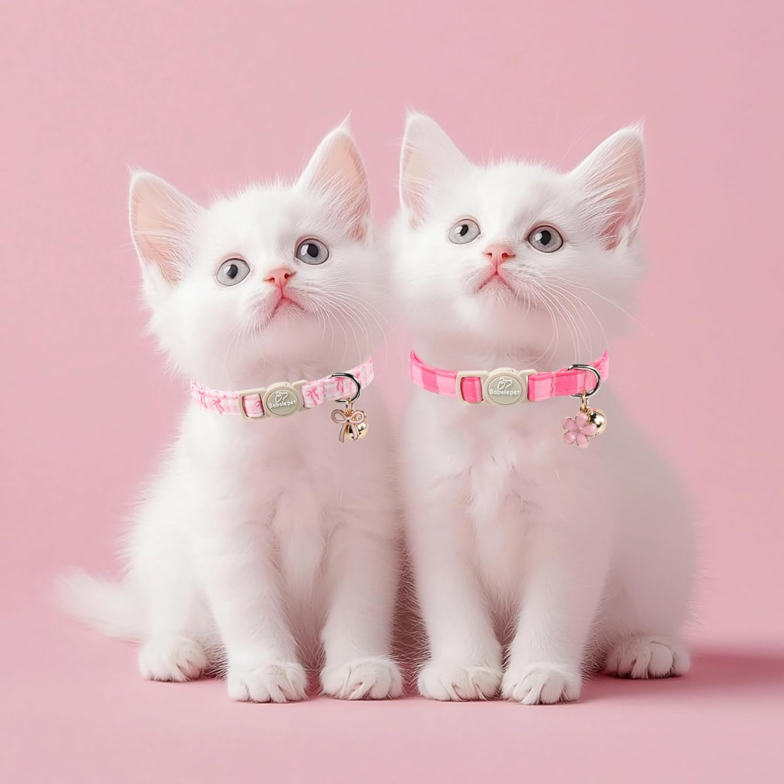 Pink Cat Collar with Bell & Bow - Adjustable Breakaway Safety Collar for Kittens & Small Cats