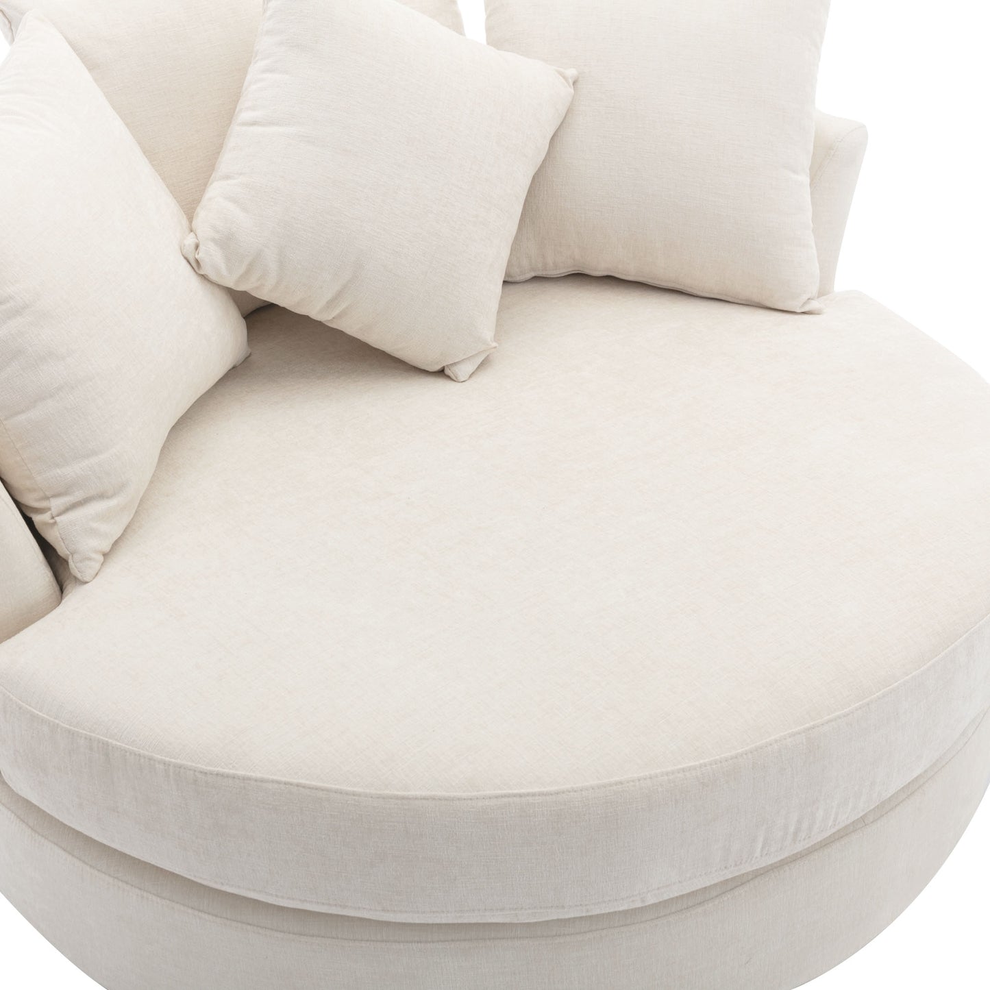 360° Swivel Accent Barrel Chair with Storage Ottoman & 4 Pillows - Cream