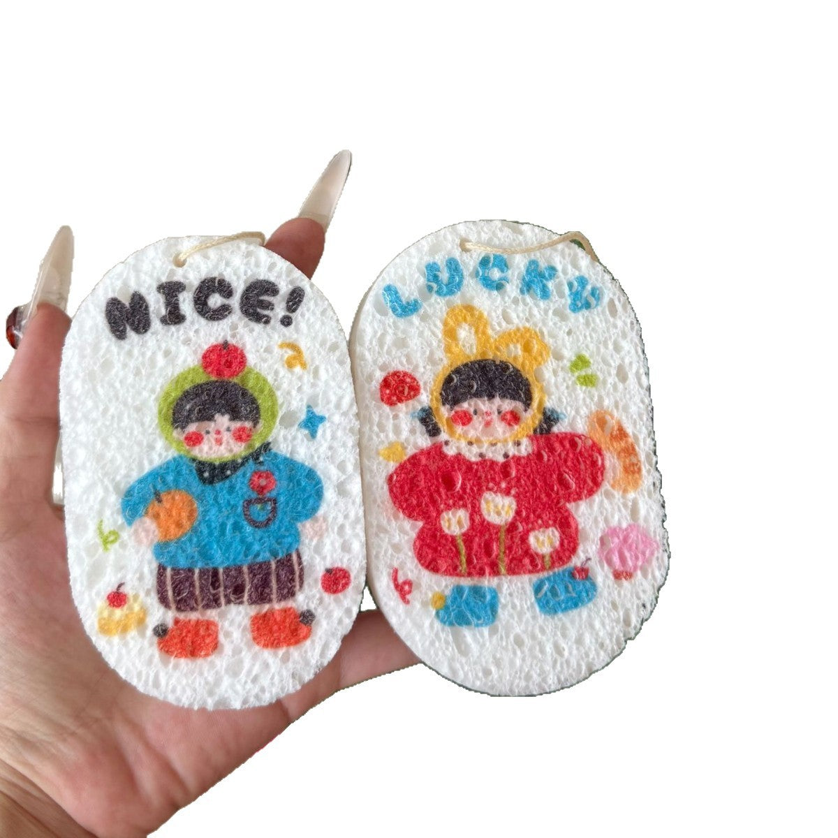 Wood Pulp Sponge and Cloth Kitchen Dishwashing Set - Cartoon Compression USPs