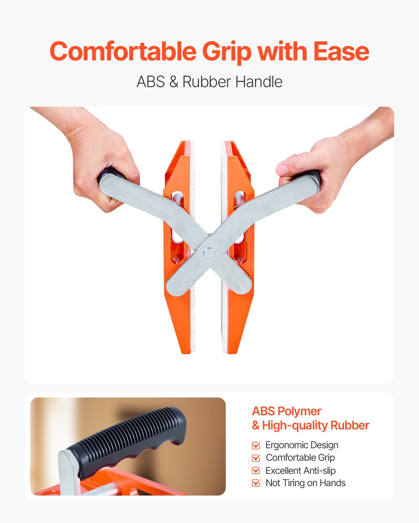 Heavy Duty Stone Carrying Clamps Support 660 lbs for Panel Transport - Orange