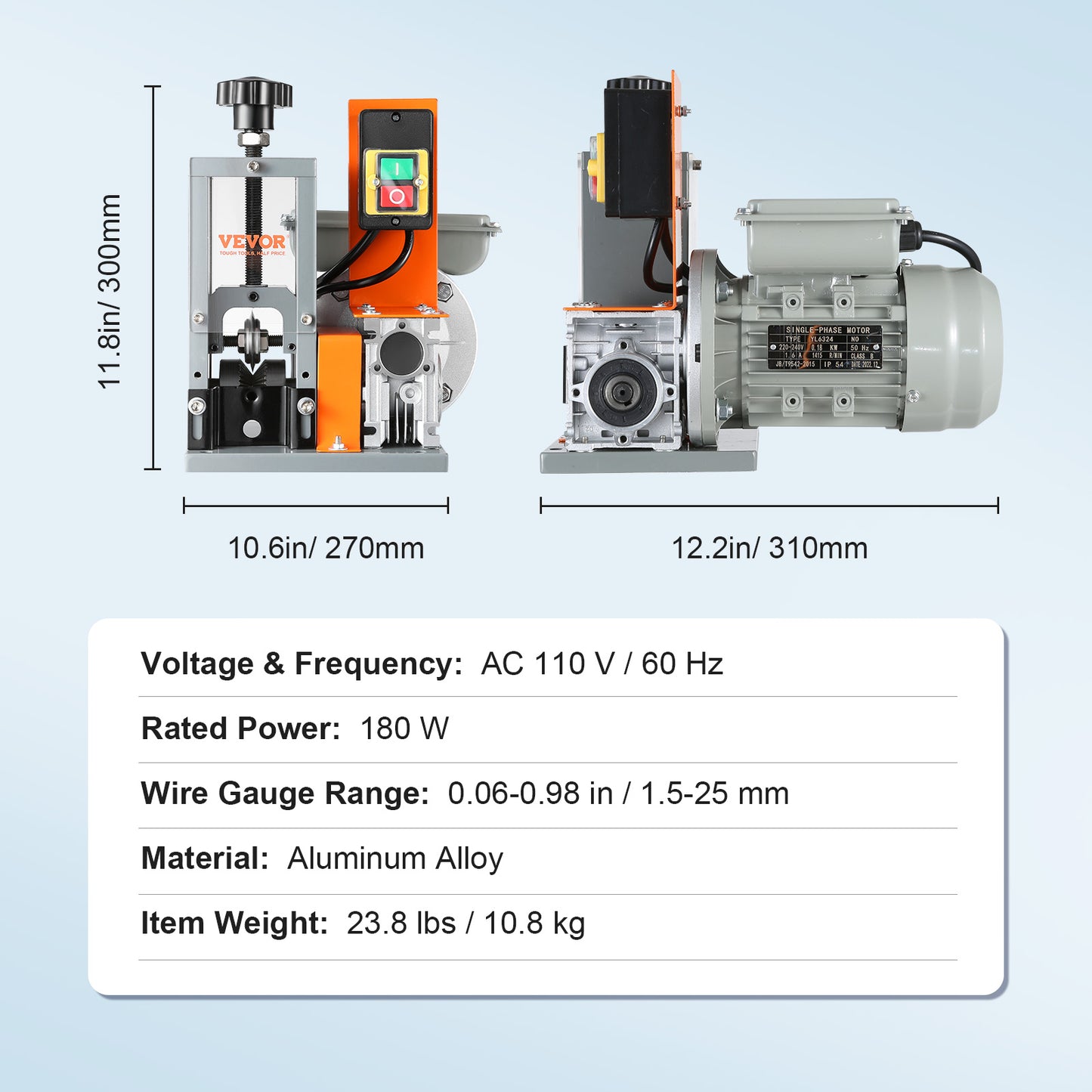 Electric Wire Stripping Machine 180W Automatic Cable Peeler for Copper Recycling