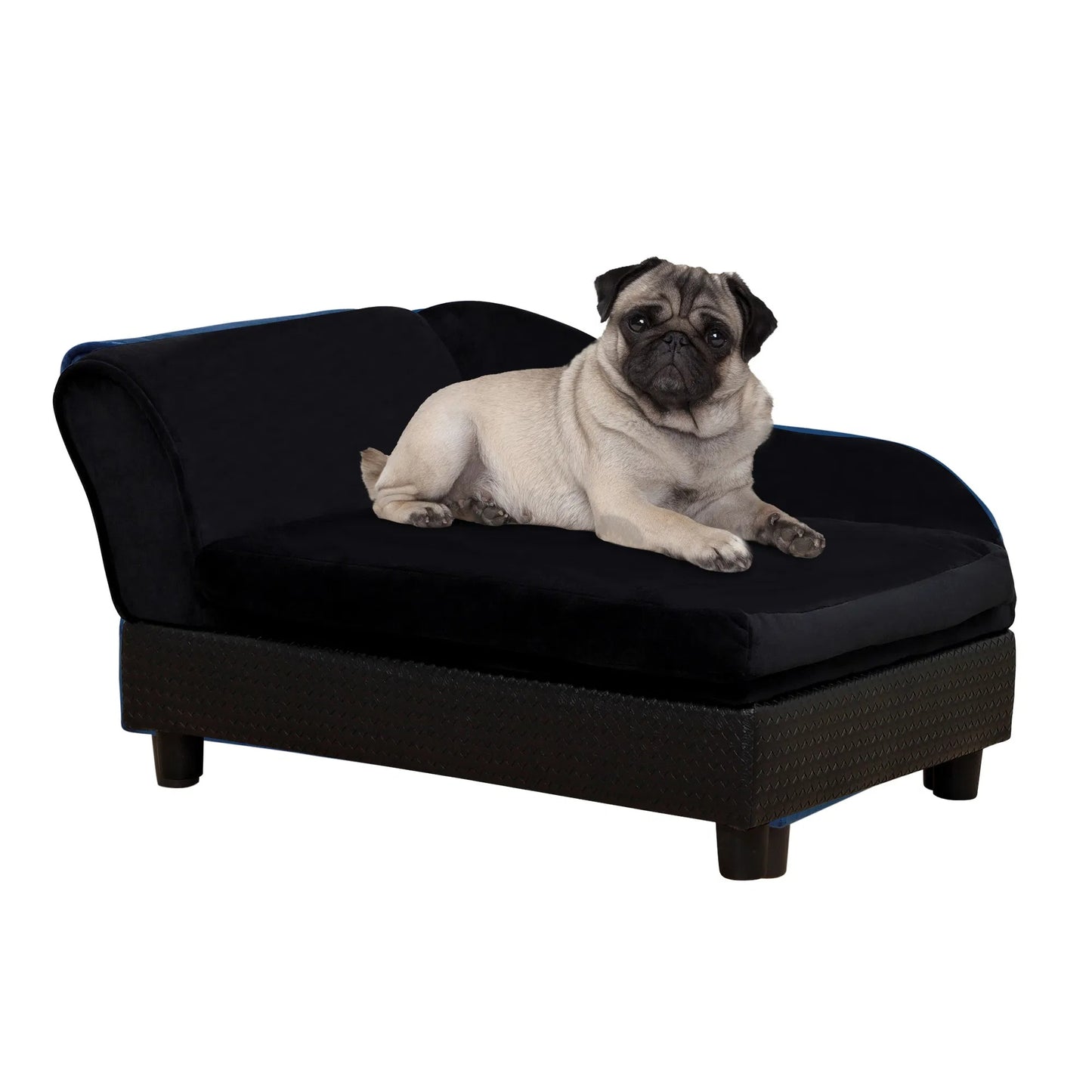 Small Dog Bed with Hidden Storage and Foam Cushion - Modern Pet Sofa, Black