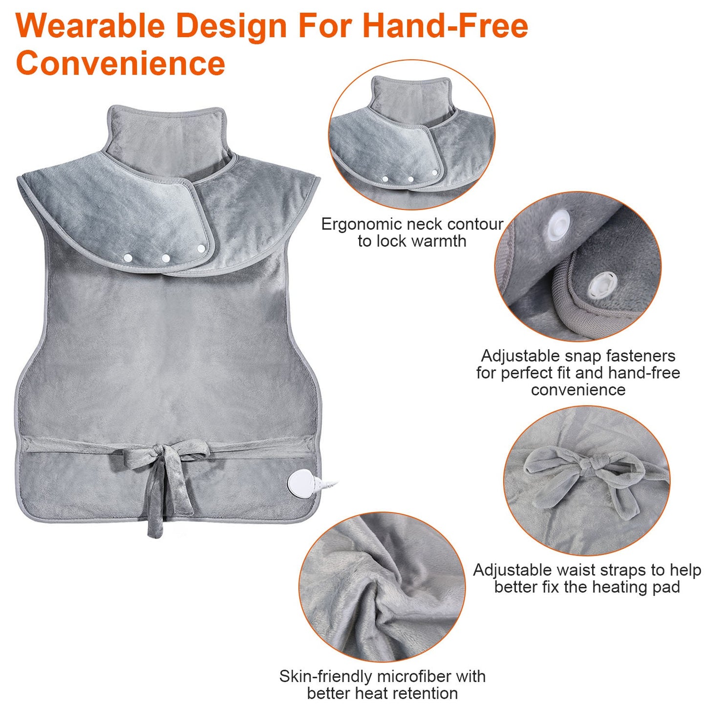Electric Heating Wrap for Neck and Shoulder Pain Relief - Grey