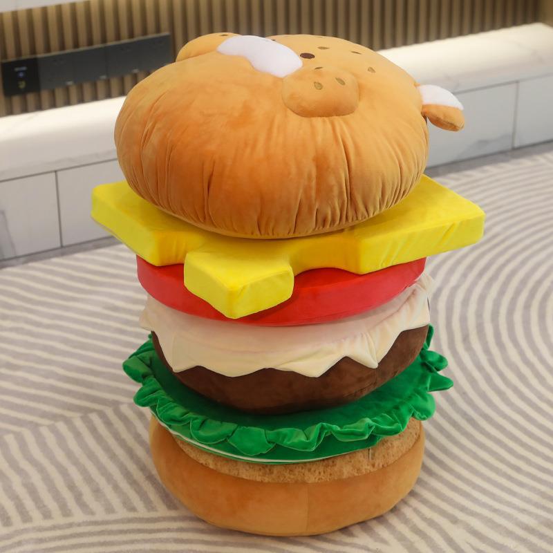 Cartoon Hamburger Pillow Cushion Bed Backrest - Removable & Washable