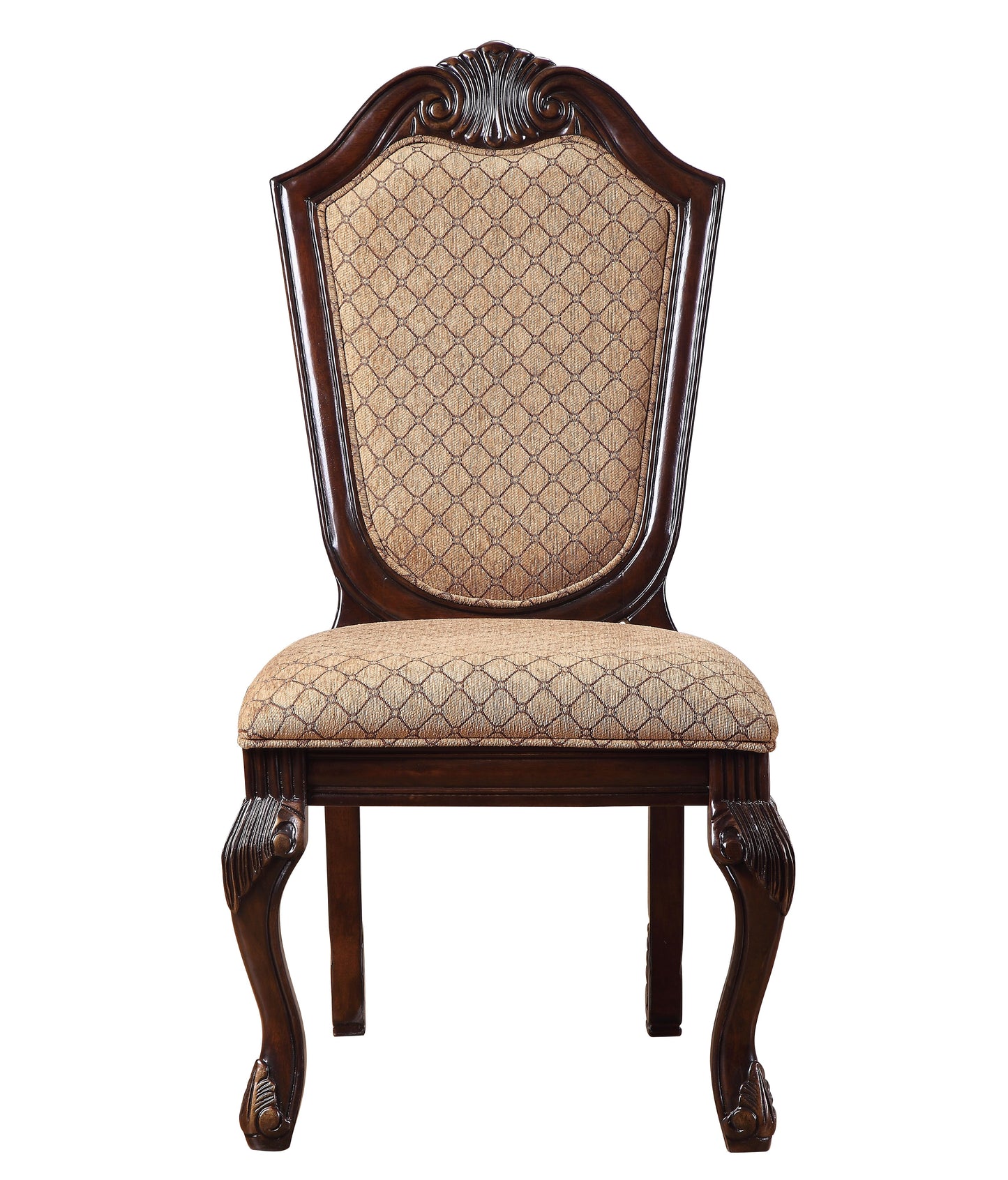 Chateau De Ville Fabric Side Chair Set - Espresso Finish, 2 Pack