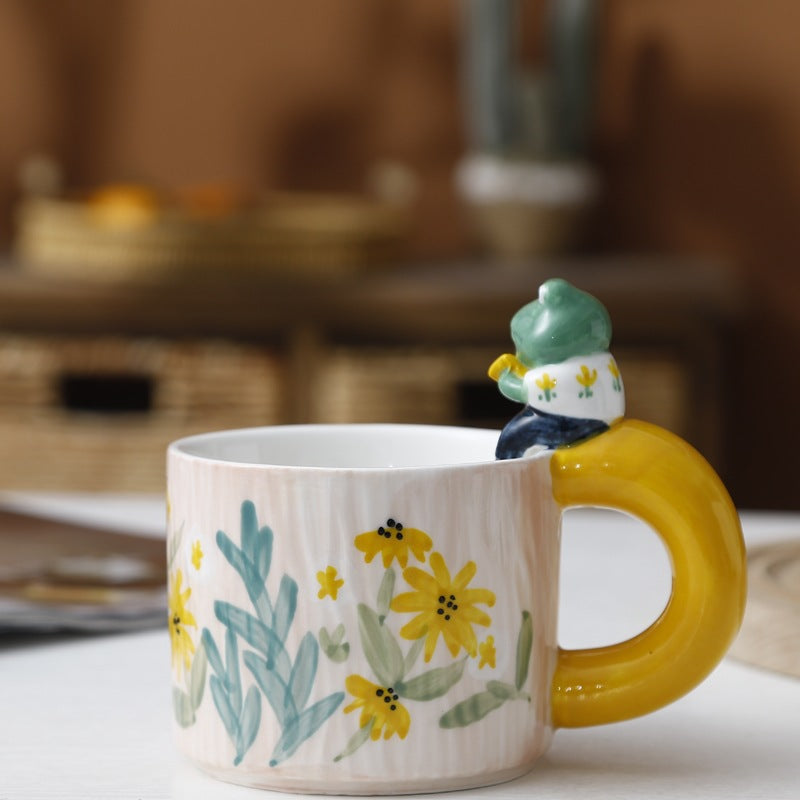 Cute Cartoon Pet Ceramic Mug - Handmade Animal Drinkware for Kitchen
