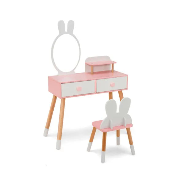 Kids 2-in-1 Vanity Table Set with Detachable Mirror - White