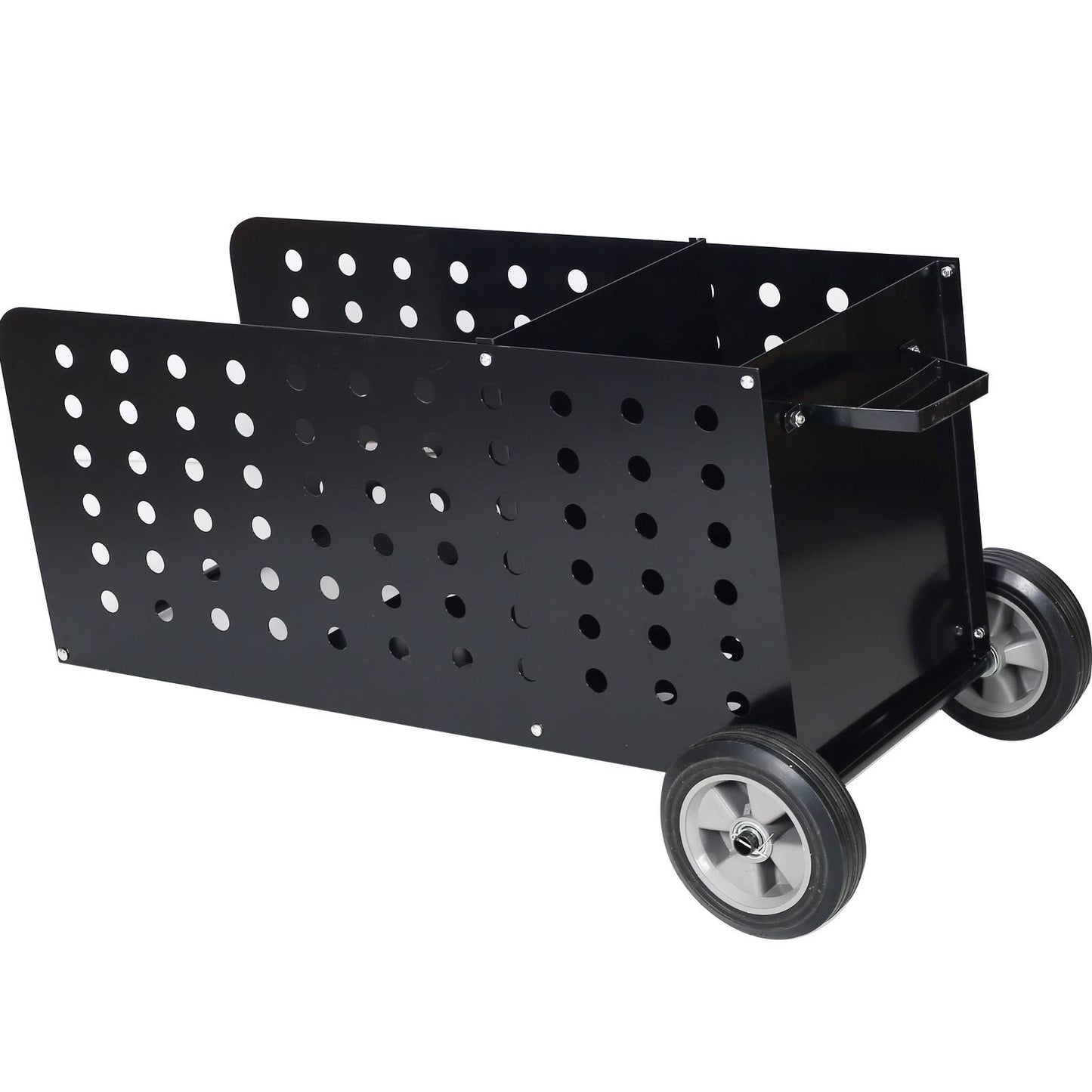 Firewood Cart with Rubber Wheels - Outdoor Log Rolling Carrier Black