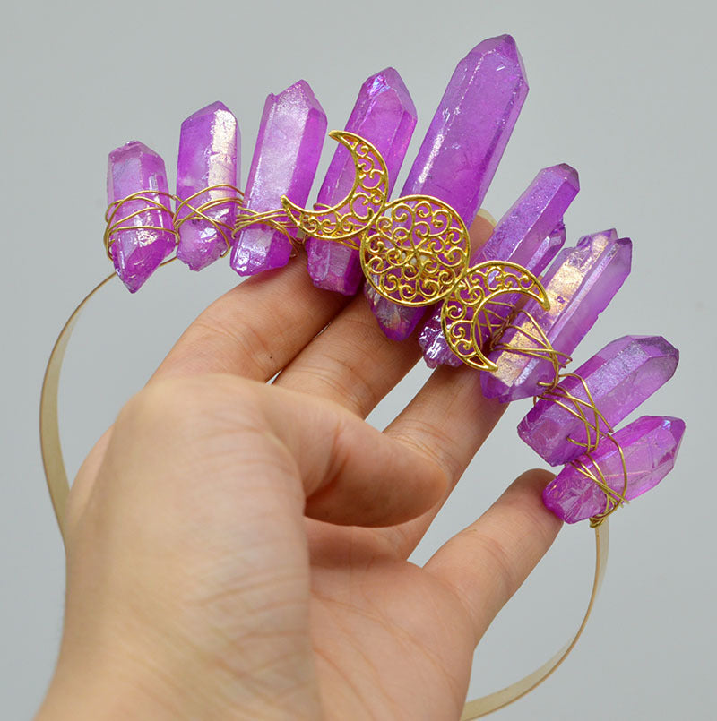 Natural Crystal Moon Headband Unisex Hair Accessory for Beauty & Hair Styling
