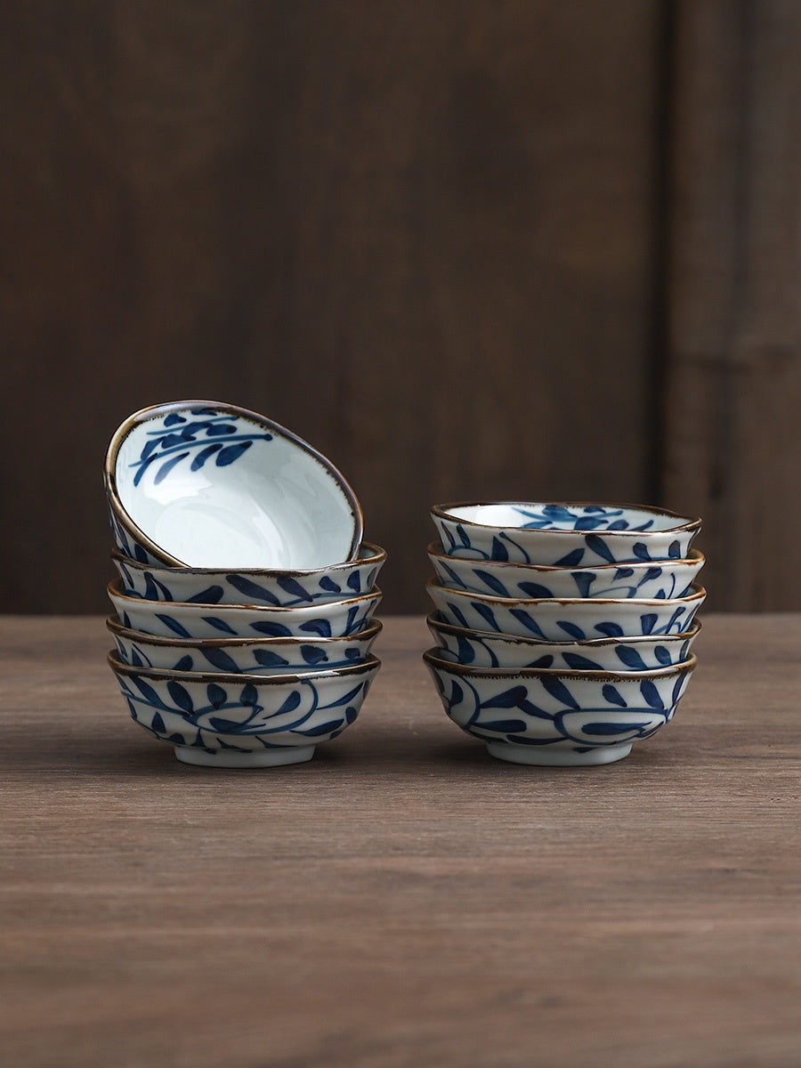 Ceramic Underglaze Sauce Dishes Set - 4 Inch Food Bowl for Catering & Snacks
