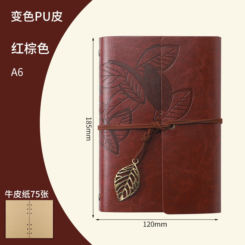 Vintage Travel Notebook - Loose Leaf Diary with Imitation Leather Cover