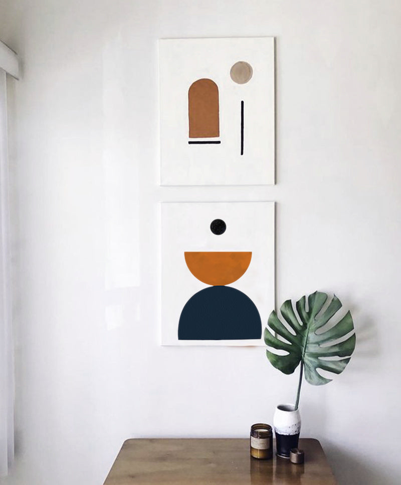 Geometric Decorative Wall Art - Dark Orange 21x30cm