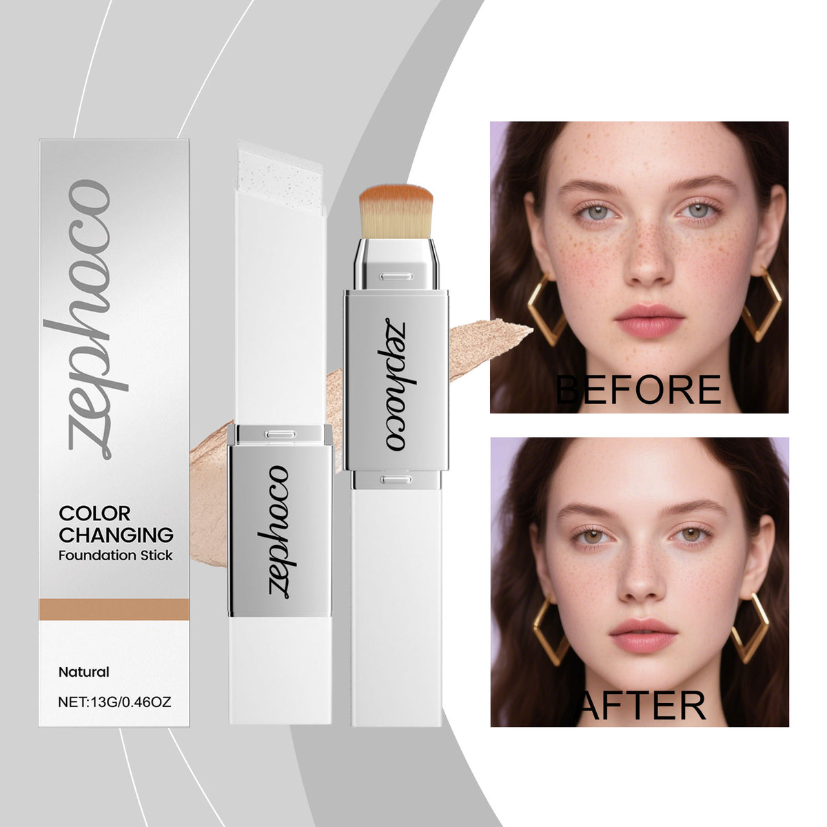 Two In One Color Changing Foundation Make-up Stick -natural Color-13g