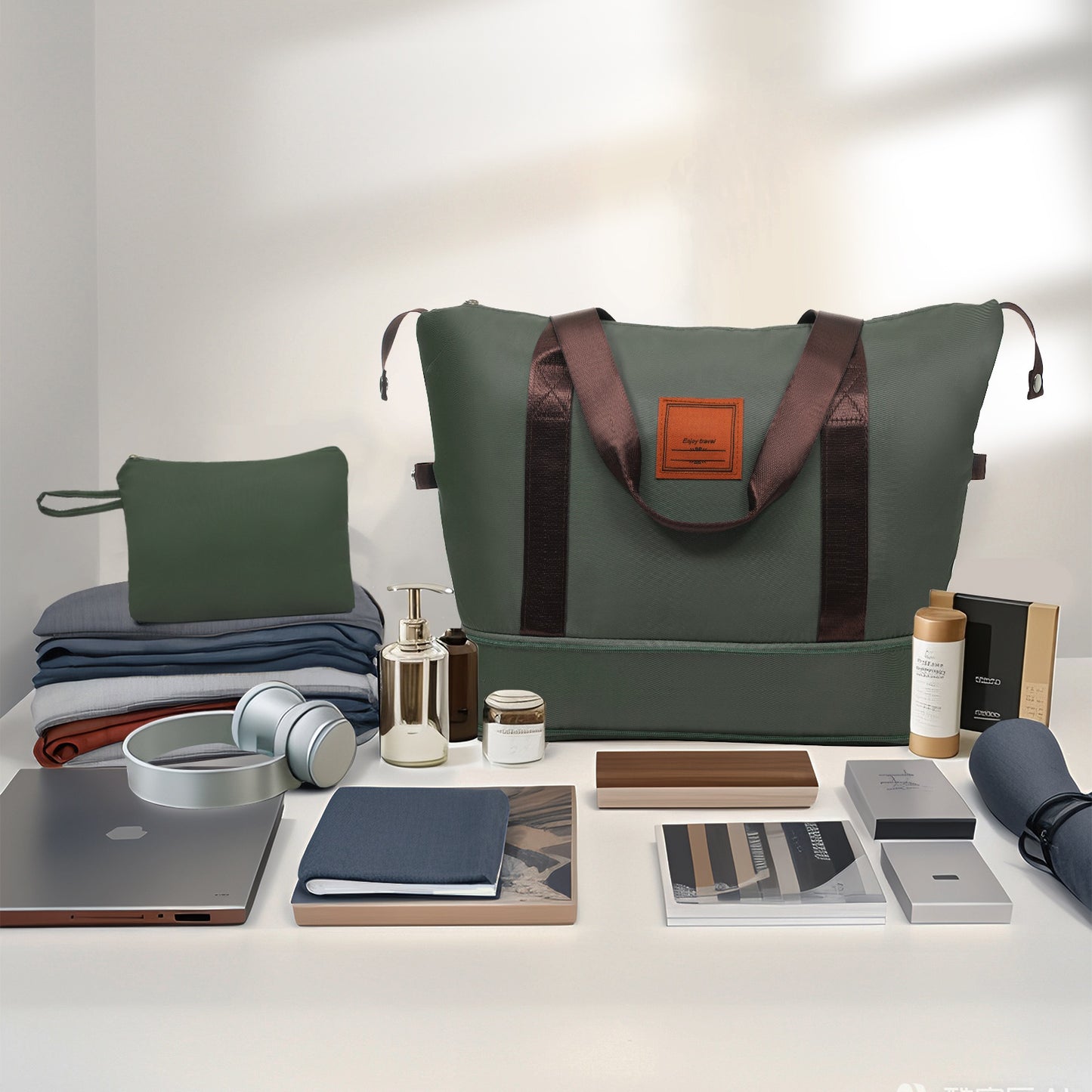 3-Piece Carry-On Luggage Set - 20-Inch Lightweight ABS Suitcases - Green