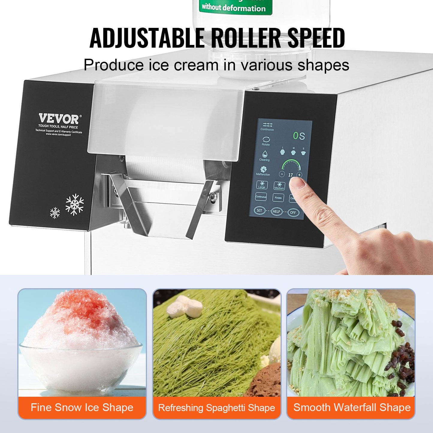 Commercial Snowflake Ice Machine 507Lbs/24H Stainless Steel for Ice Cream