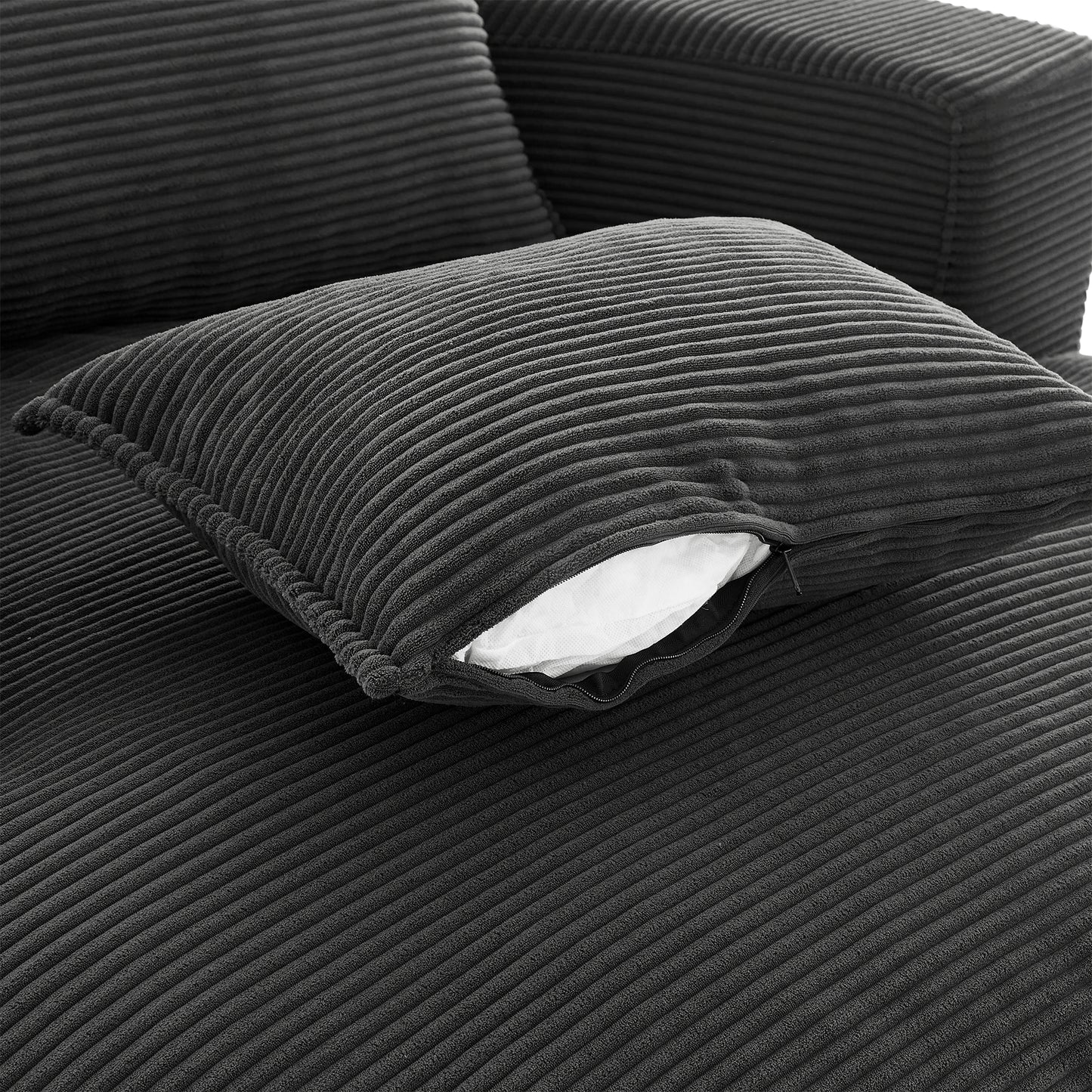 Oversized 360° Swivel Chair with Dual-Layer Cushions - Black
