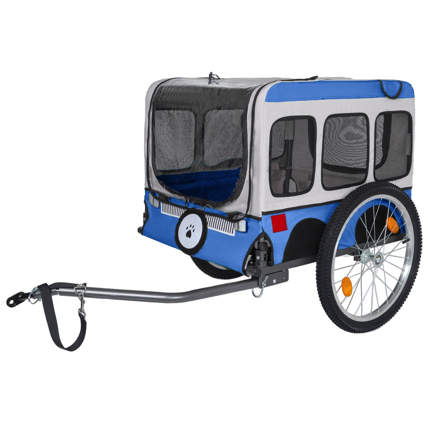 Heavy-Duty Folding Bike Trailer for Dogs with All-Terrain Wheels - Blue Gray
