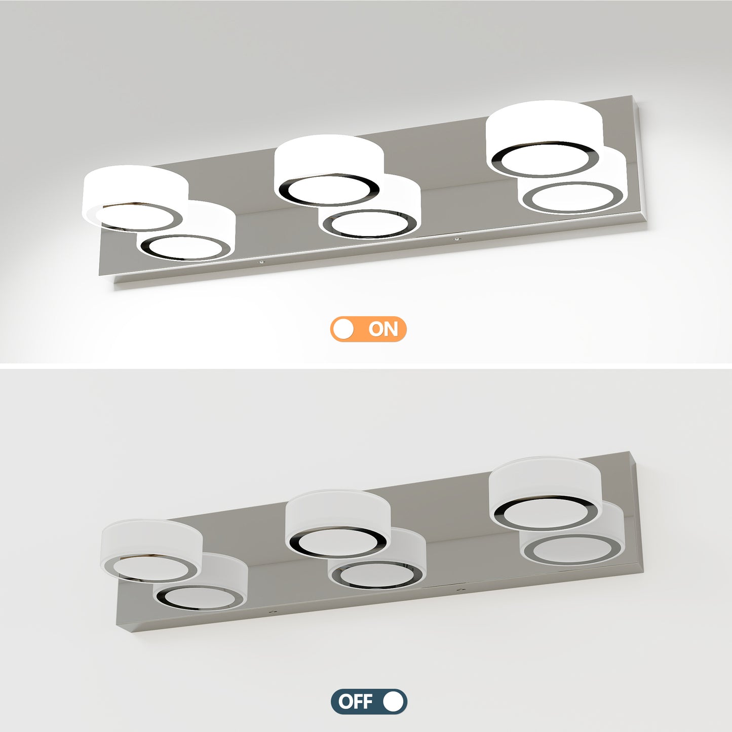 Modern 3-Light LED Vanity Light Fixture - White & Chrome