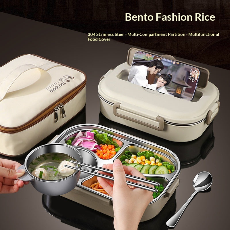 Insulated Bento Lunch Box with 5 Compartments - Airtight Food Container
