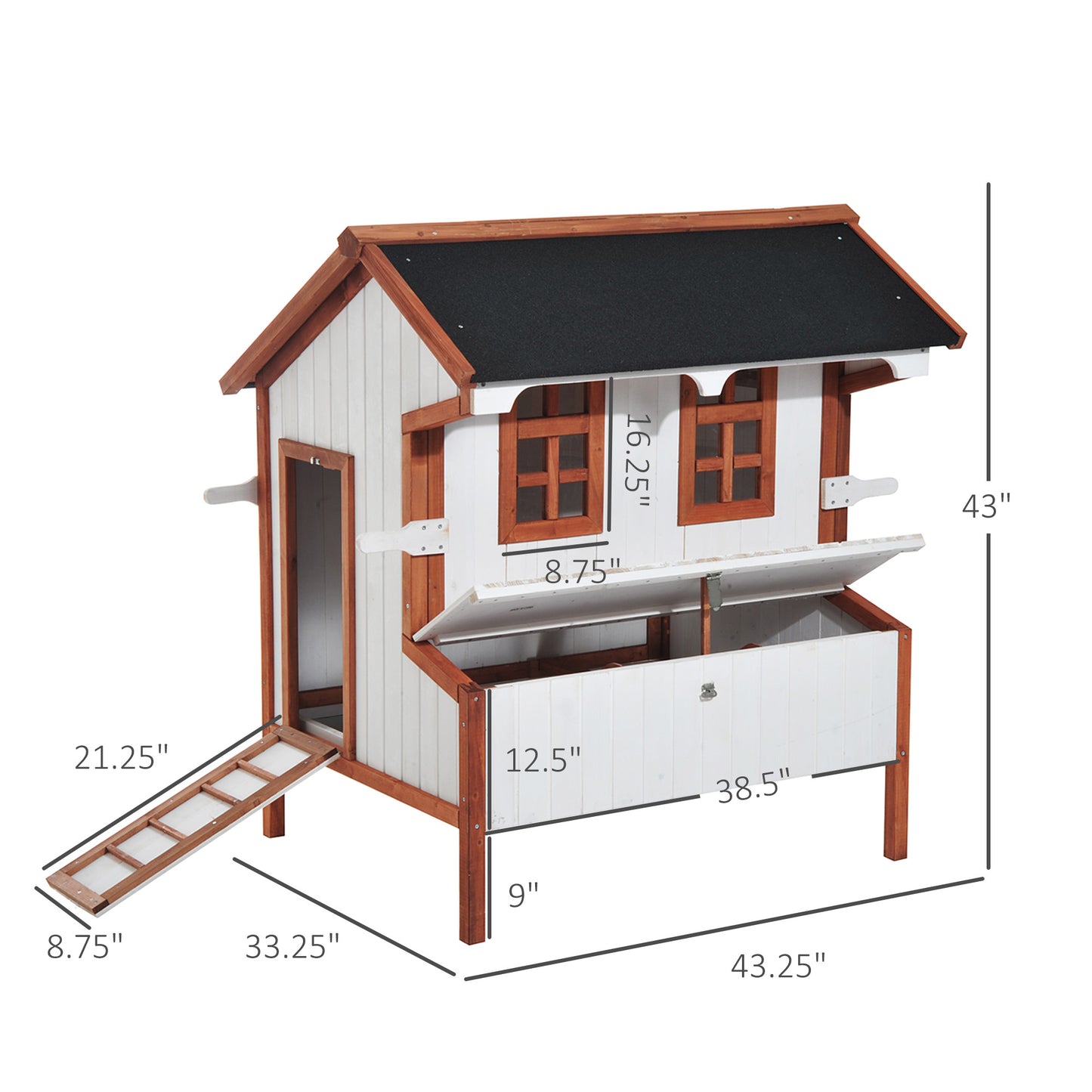 47-Inch Wooden Chicken Coop with Nesting Box and Waterproof Roof for Backyard Poultry